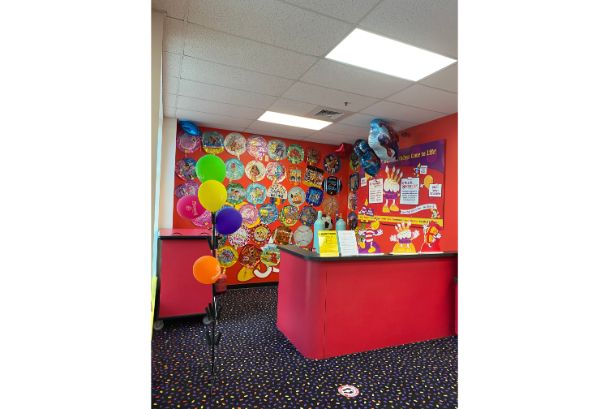 balloons front desk reception matthews